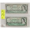 Image 1 : LOT OF 2 REPLACEMENT NOTE 1954 CANADA $1 BILLS