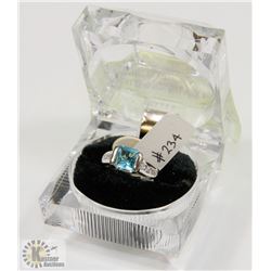 NEW STERLING 925/SILVER RING SIZE 7, CUBIC BLUE