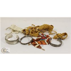 BAG OF ASSORTED BRACELETS INCL LEATHER & ARROW