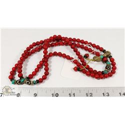 RED DYED TURQUOISE BEAD NECKLACE.