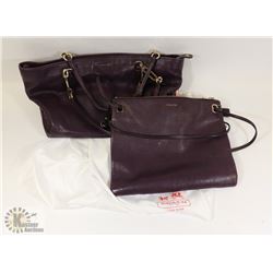 SET OF TWO PURPLE AUTHENTIC COACH BAGS, MATCHING
