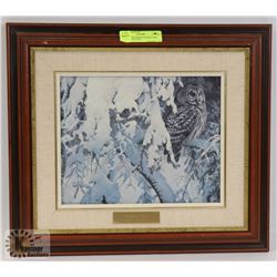 ROBERT BATEMAN BARRED OWL FRAMED PICTURE