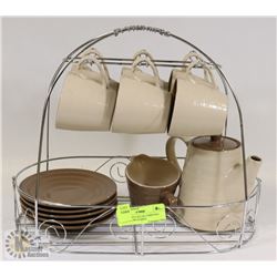 VINTAGE TEA SET W/ CARRYING CASE AND MATCHING