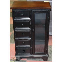ESTATE WOOD 5 DRAWER CABINET, 21.5"X12"X36".
