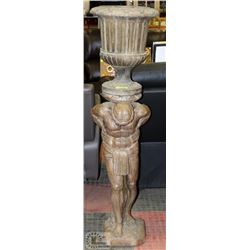 HEAVY STONE 2PC ATLAS FIGURE PLANT POT STATUE.