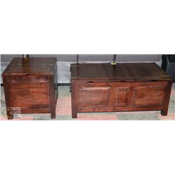 SOLID WOOD STORAGE COFFEE TABLE AND END TABLE