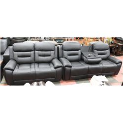 NEW MONROE BLACK GENUINE LEATHER RECLINING