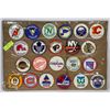 Image 1 : SET OF 22 VINTAGE  3 1/2" NHL TEAMS PIN BACKS.
