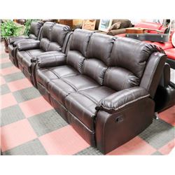 NEW MUNICH BROWN LEATHERETTE RECLINING 76" SOFA,