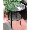 Image 1 : METAL AND GLASS END TABLE, 19" DIAMETER X 25" H