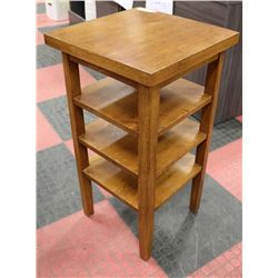 SOLID OAK STAND, 16"X16"X30".