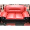 Image 2 : NEW RED AND BLACK LEATHERETTE 60" LOVESEAT & 45"