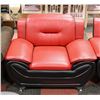 Image 3 : NEW RED AND BLACK LEATHERETTE 60" LOVESEAT & 45"