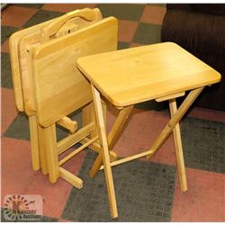 SOLID WOOD TV TRAY SET WITH STAND
