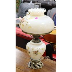 ESTATE METAL AND MILK GLASS HAND PAINTED STYLE