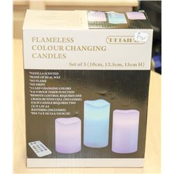 3PK REMOTE COLOR CHANGING CANDLES.