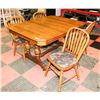 Image 1 : SOLID OAK TABLE W/4 ARROWBACK CHAIRS