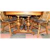 Image 2 : SOLID OAK TABLE W/4 ARROWBACK CHAIRS