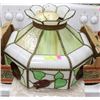 Image 1 : VINTAGE STAINED GLASS OCTAGONAL HANGING LIGHT