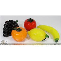 FLAT OF 5 GLASS FRUITS