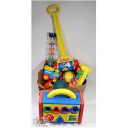 BOX OF FISHER PRICE AND MORE TOYS