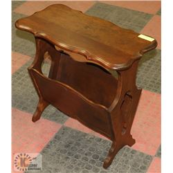 ESTATE ANTIQUE WOOD MAGAZINE TABLE, 12"X23"X22.5"H