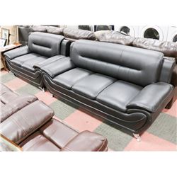 NEW BLACK LEATHERETTE 76" SOFA WITH 60" LOVESEAT.