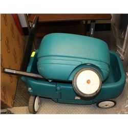 BLUE CHILDRENS WAGON AND TRAILER 2 PIECE