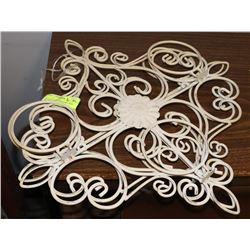 SET OF 2 WHITE WROUGHT IRON WALL PLAQUE -
