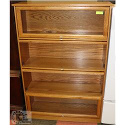 BOOKCASE 4 SHELVES GLASS DOORS 36" WIDE 53" TALL