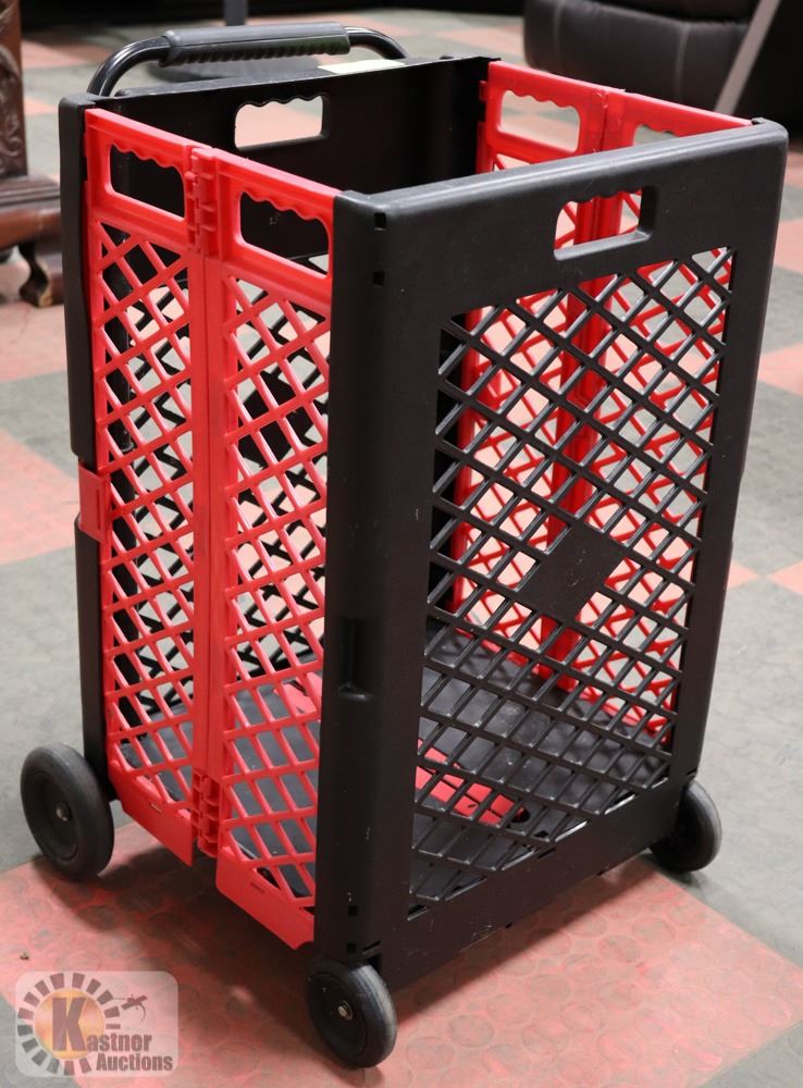 COLLAPSIBLE VINYL TROLLEY ON WHEELS.