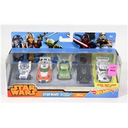 HOT WHEELS/STAR WARS 5 PACK COLLECTOR CAR SET.
