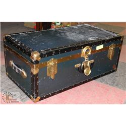 STEAMER TRUNK 16" W X 31" L X 12 H"  WITH LEATHER