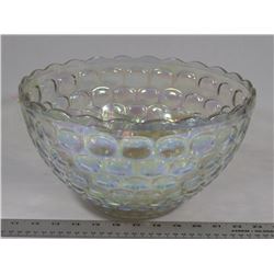 IRIDESCENT CARNIVAL GLASS PUNCH BOWL WITH GLASSES.