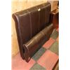 Image 1 : BROWN LEATHERETTE TWIN HEADBOARD & FOOTBOARD.
