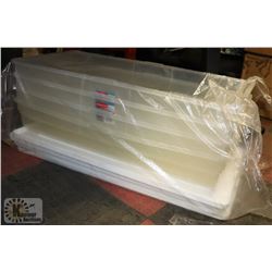 LOT OF 4 RUBBERMAID TOTES WITH LIDS 40L EACH