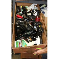 LARGE BOX OF AUTOMOTIVE DETAILING SPRAYS.