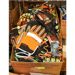 LARGE BOX OF ASSORTED WORK GLOVES.