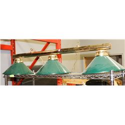 POOL TABLE 3 LAMP LIGHT BRASS/GREEN SETTING