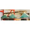 Image 1 : POOL TABLE 3 LAMP LIGHT BRASS/GREEN SETTING