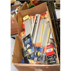 LARGE BOX OF WELDING RODS, MAGNETIC HOOKS AND MORE