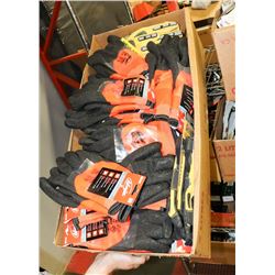 LARGE BOX OF ASSORTED WORK GLOVES.