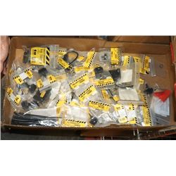 LARGE BOX OF ASSORTED AUTOMOTIVE TOGGLE SWITCHES.