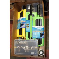 BOX OF ARTIC PLOW SNOW CLEANING DEVICES.