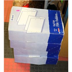 FOUR BOXES OF LEGAL SIZE FILE FOLDERS.