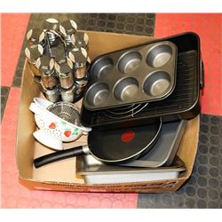 LARGE BOX OF COOKWARE & BAKEWARE INCL.