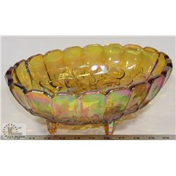 LARGE FROSTED CARNIVAL GLASS CENTER PIECE BOWL.