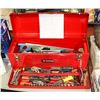 Image 1 : 1) TOOL BOX WITH CONTENTS INCL PRYBARS, WRENCHES,