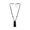 Image 1 : Bamboo Leather Tassel Necklace - Gold Plated