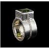 Image 4 : Crayola 3.50 ctw Peridot and White Sapphire Ring - .925 Silver